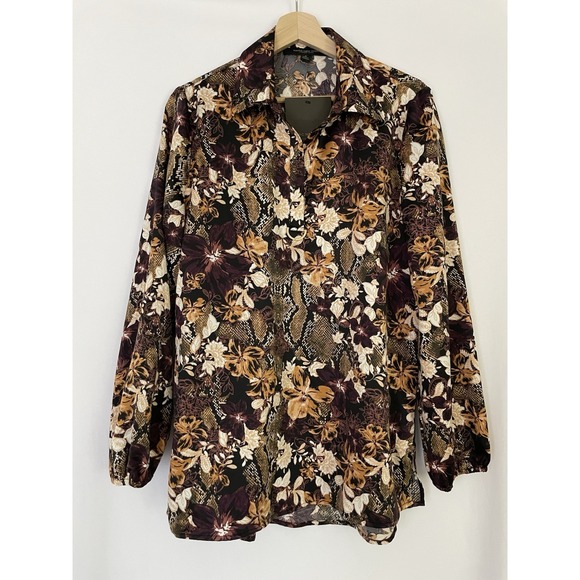 Marc New York Tops - Marc New York Women's Floral Shirt Blouse Brown & Purple Medium‎ NWT Andrew Marc